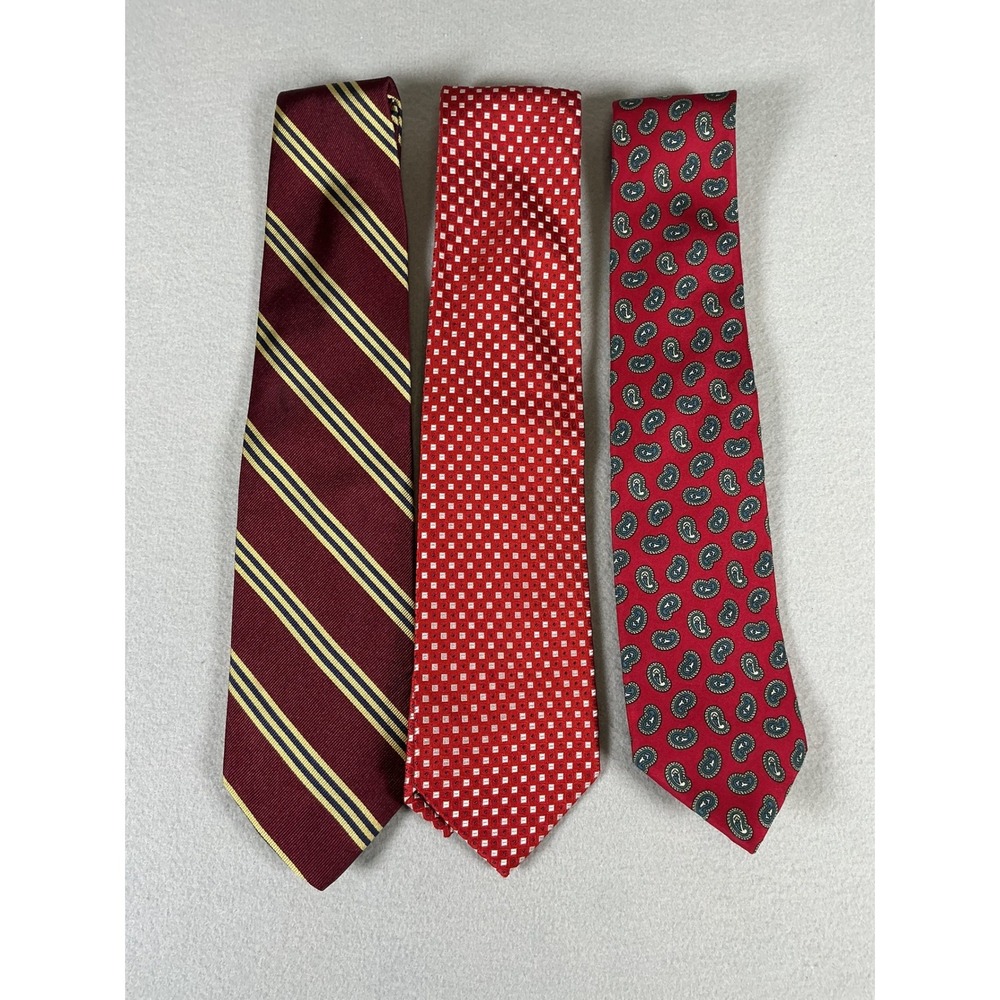 Lot 3 Silk Ties Brooks Brothers Jones New York Paisley Striped Red